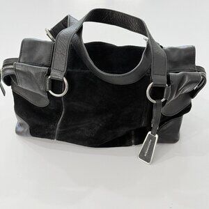 BCBGMaxazria Black Leather Top Handle Satchel Purse Bag